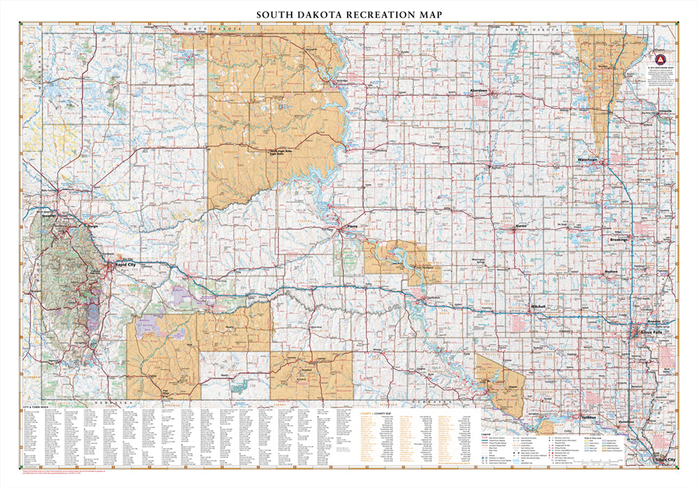 South Dakota Recreation Wall Map