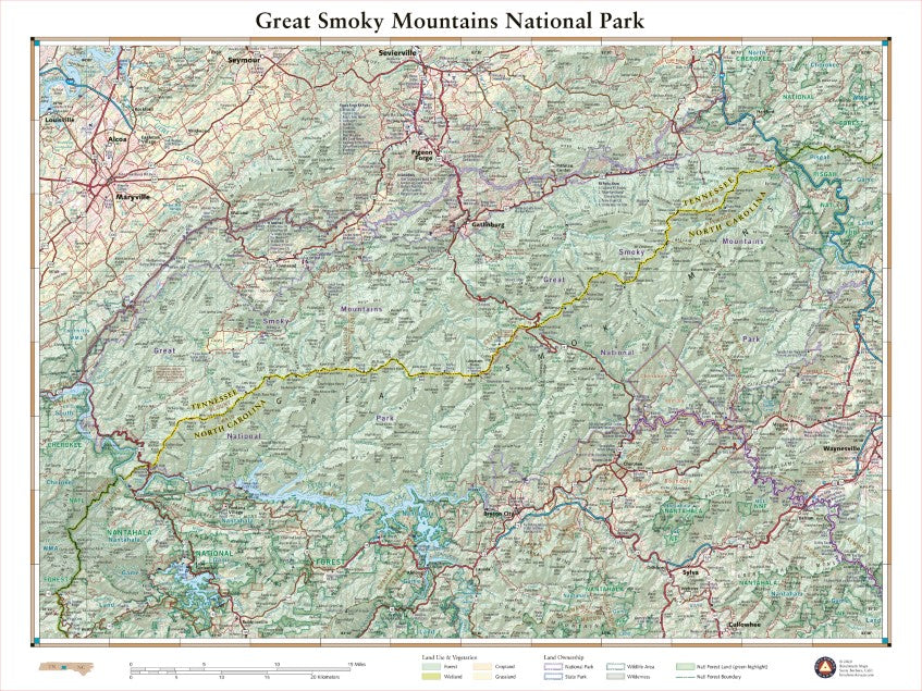 Great Smoky Mountain National Park, Tennessee Recreation Map