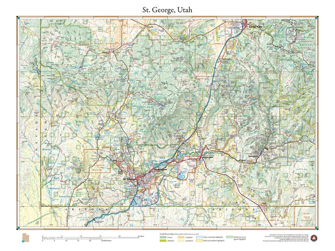 St George & Vicinity, Utah Wall Map