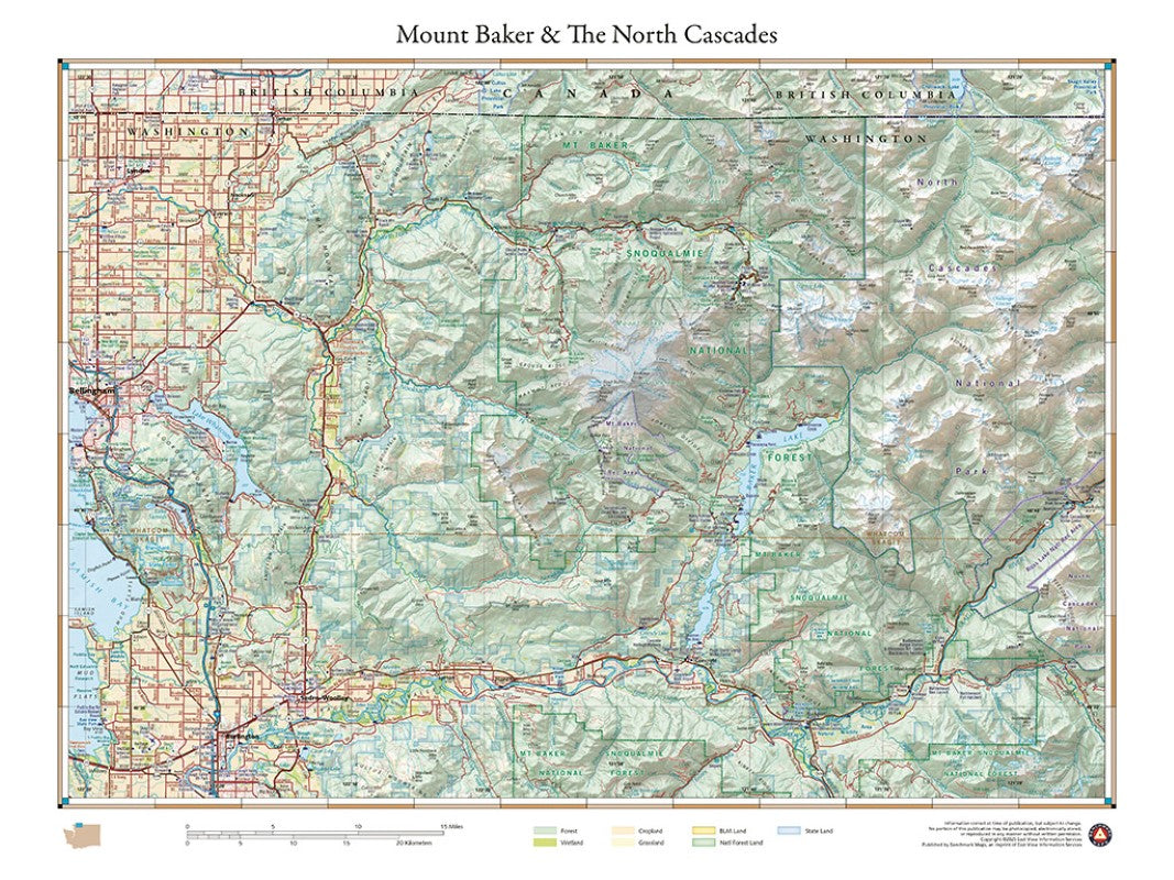 Mount Baker & The North Cascades, Washington Wall Map