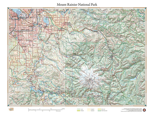 Mount Rainier National Park, Washington Wall Map