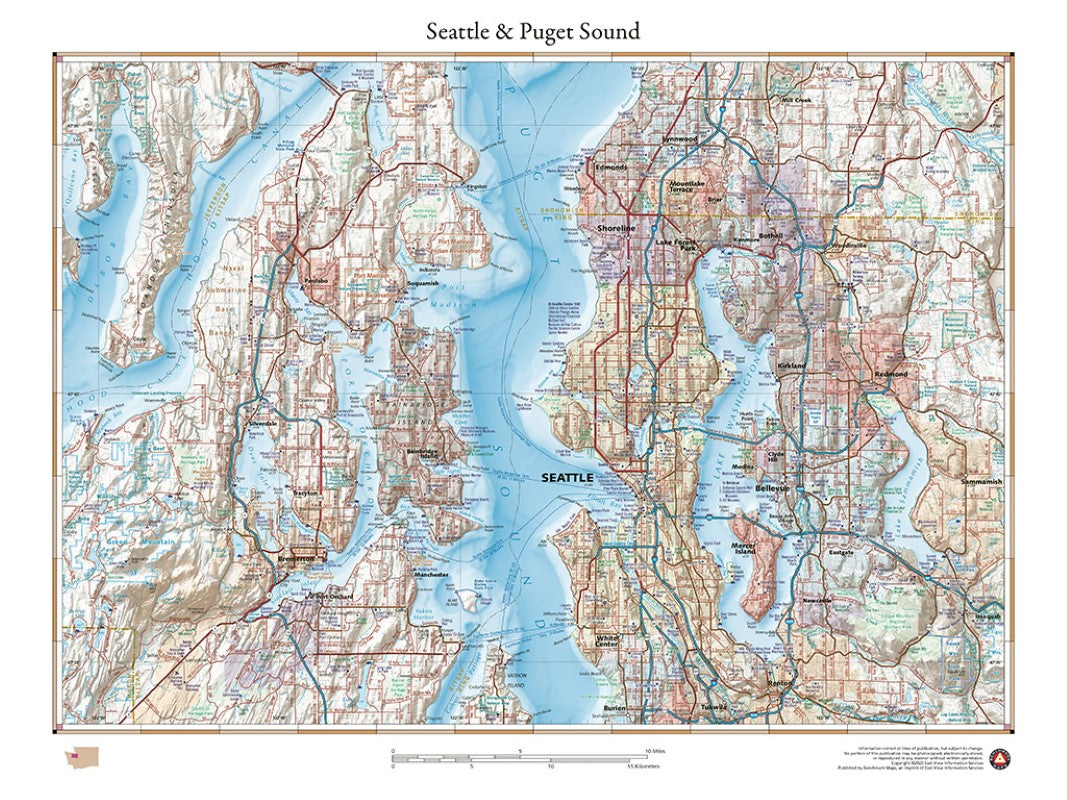 Seattle & Puget Sound, Washington Wall Map