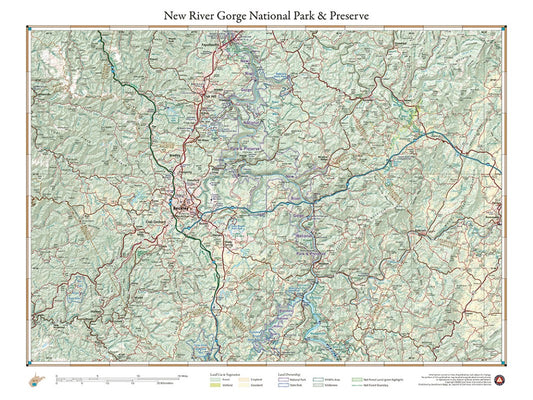 New River Gorge National Park, West Virginia Wall Map