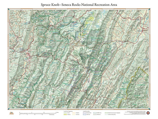 Spruce Knob Seneca Rocks National Recreation Area, West Virginia Wall Map