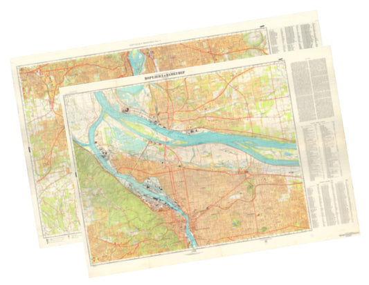 Portland, OR, Vancouver, WA (USA) 2-Sheet Set - Soviet Military City Plans
