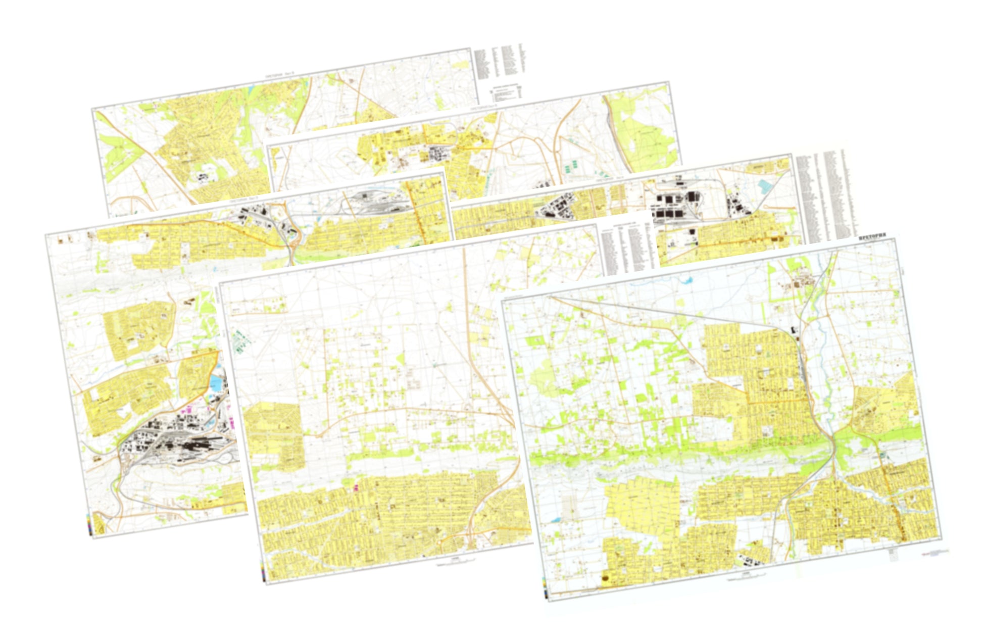 Pretoria (South Africa) 6-Sheet Map Set - Soviet Military City Plans