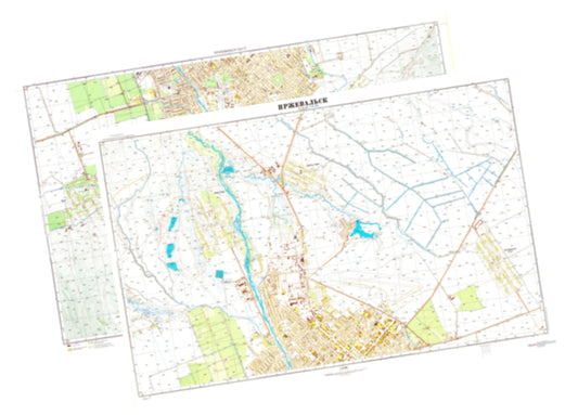 Przhevalski (Kyrgyzstan) 2-Sheet Set - Soviet Military City Plans