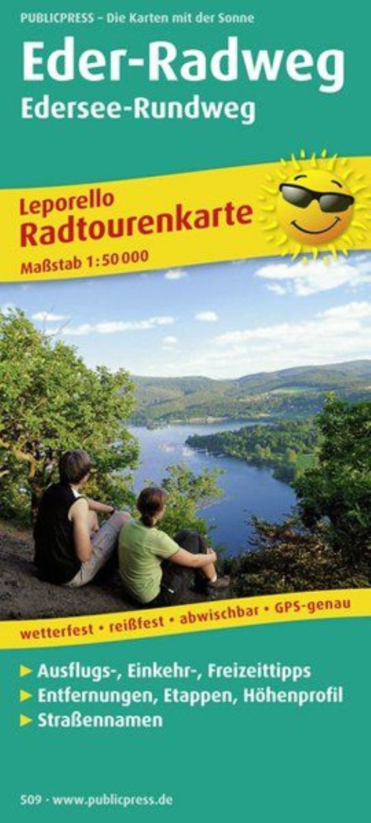 Eder-Radweg, Lützel, Guntershausen, Edersee-Rundweg = Eder-cycle path, Lützel, Guntershausen, Edersee-roundweg