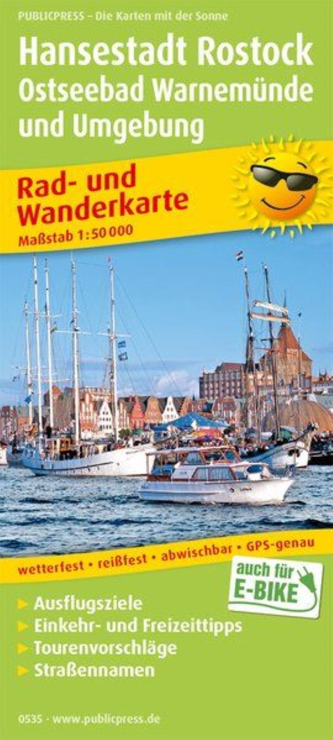 Hansestadt Rostock, Ostseebad Warnemünde Rad- und Wanderkarte