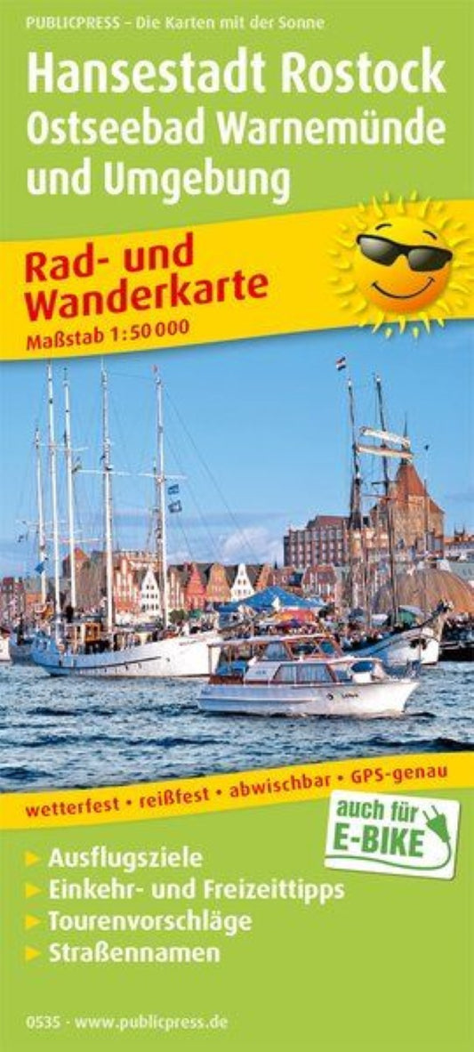 Hansestadt Rostock, Ostseebad Warnemünde Rad- und Wanderkarte