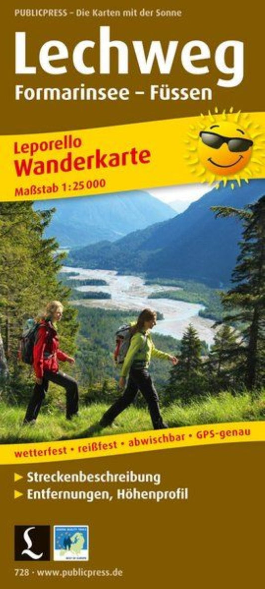 Lechweg, Formarinsee - Füssen, Wanderkarte 1:25.000 = Lechweg, Formarinsee - Füssen, hiking map 1:25,000