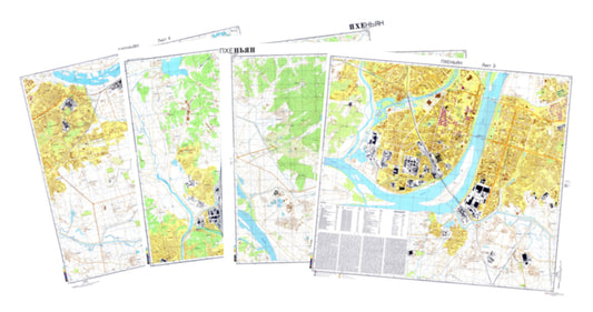 Pyongyang (North Korea) 4-Sheet Map Set - Soviet Military City Plans