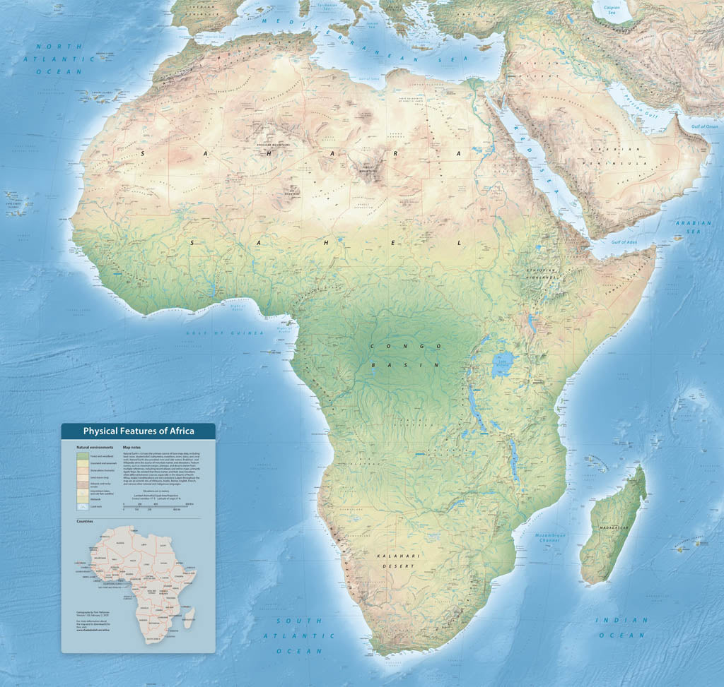 Physical Features of Africa - Matte Laminated