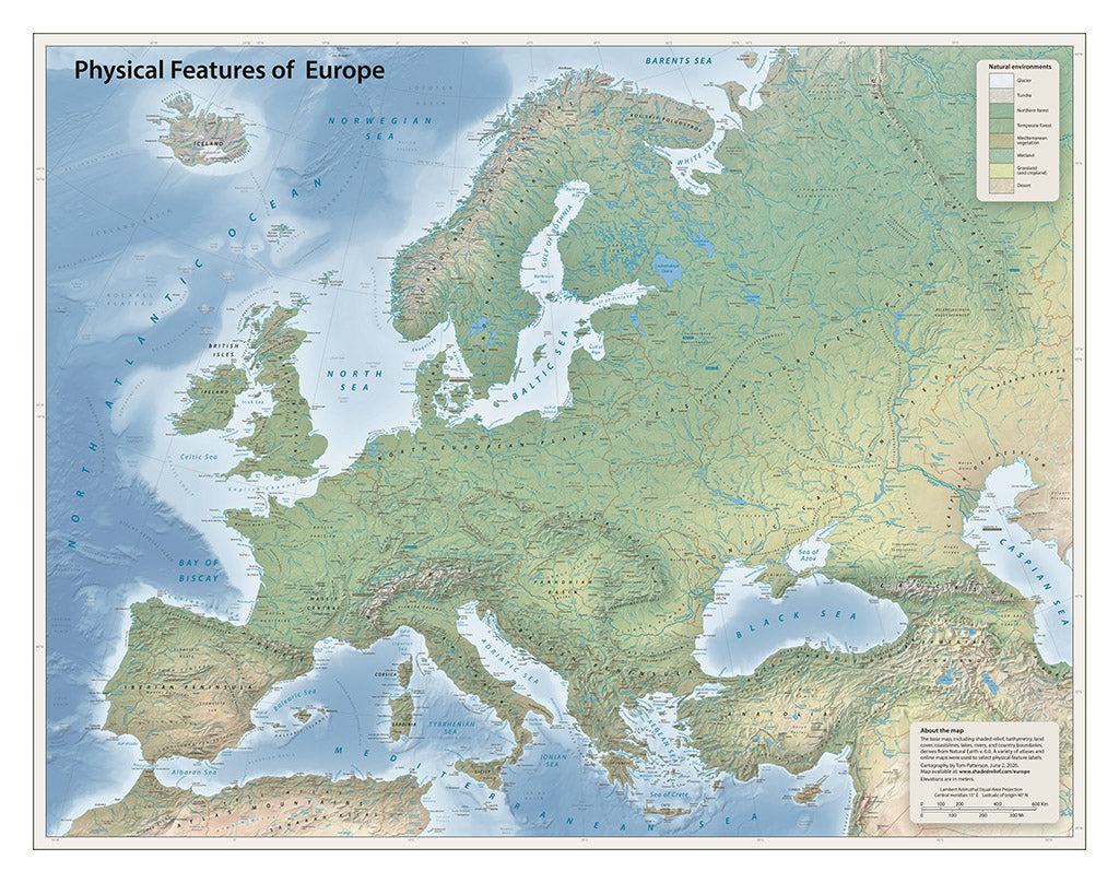 Physical Features of Europe - Laminated
