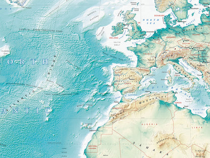 Physical Map of the World Fine Art Print Map