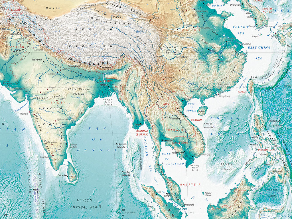 Physical Map of the World Fine Art Print Map