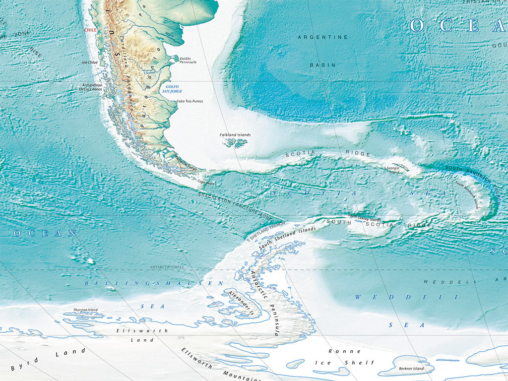 Physical Map of the World Fine Art Print Map