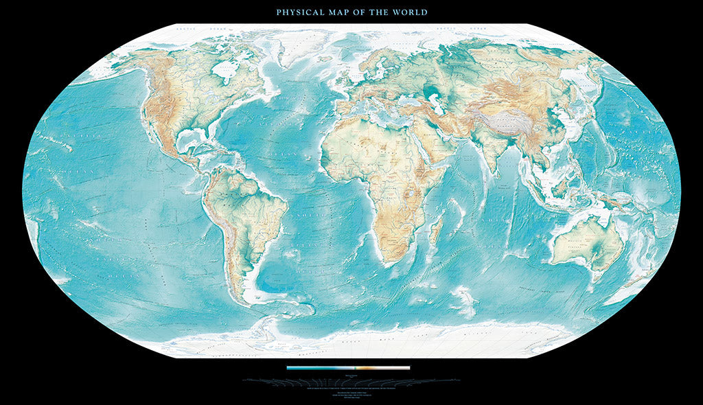 Physical Map of the World Fine Art Print Map