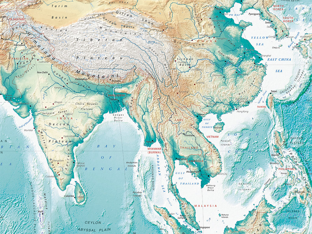 Physical Map of the World Fine Art Print Map