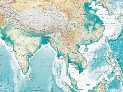 Physical Map of the World Fine Art Print Map