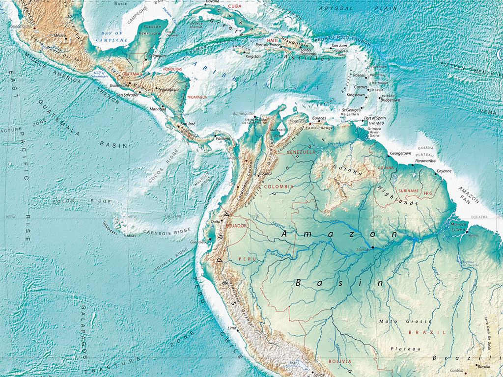 Physical Map of the World Fine Art Print Map