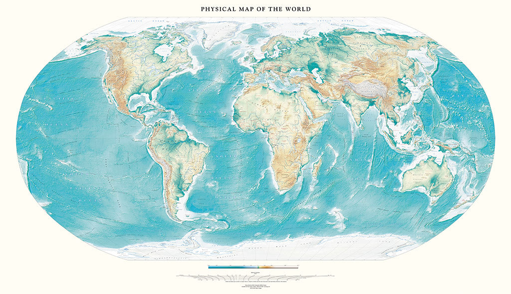 Physical Map of the World Fine Art Print Map