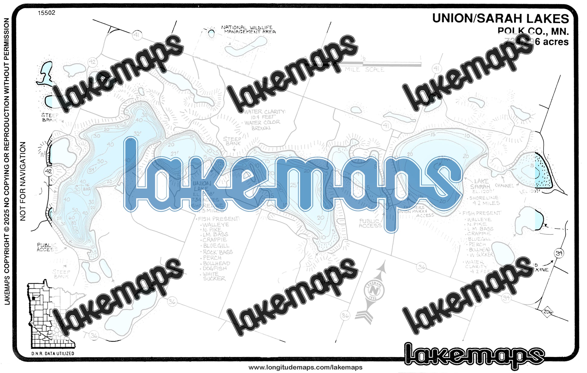 Polk County, MN - UNION / Sarah - Lakemap - 15502