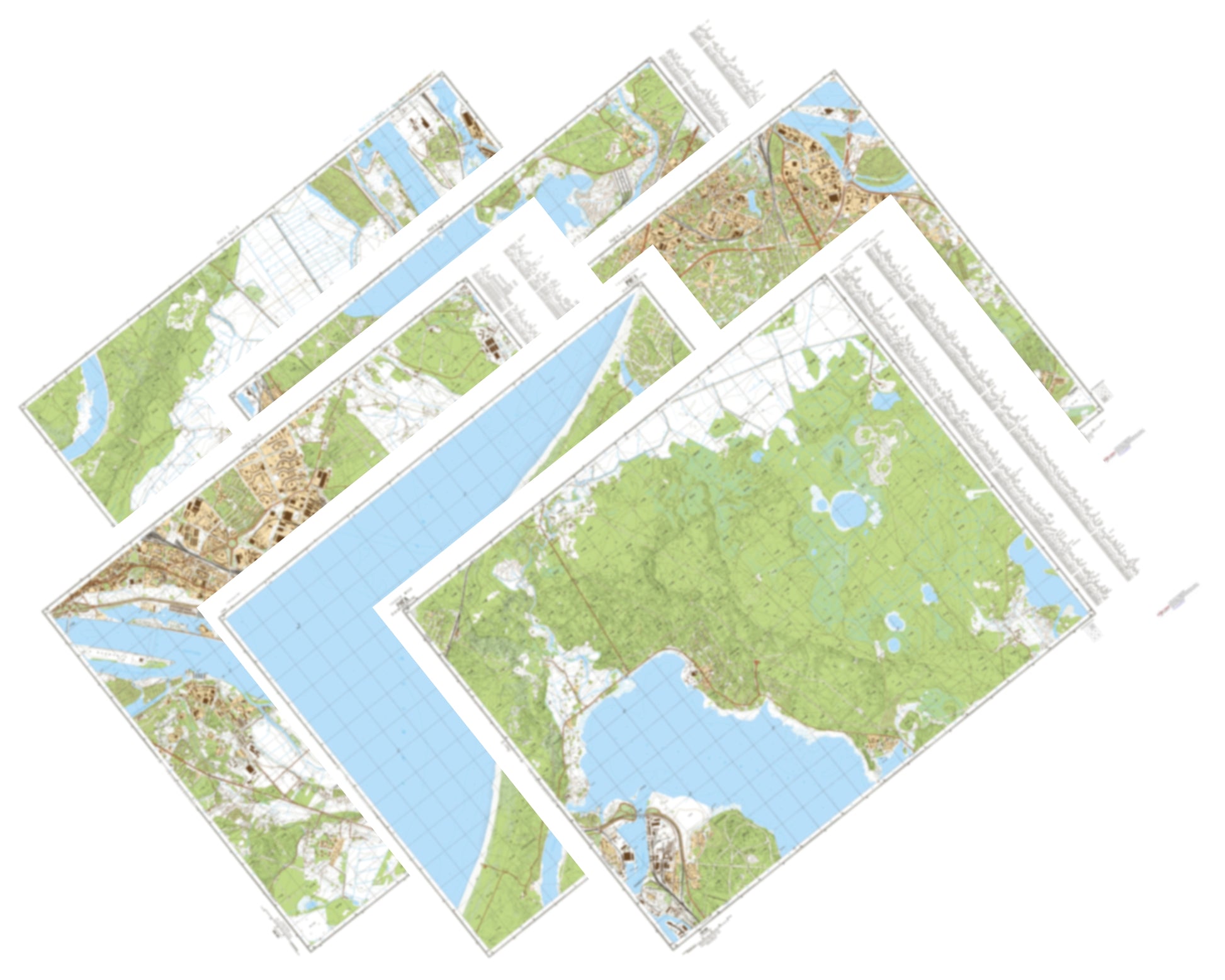 Riga (Latvia) 1990 Edition 6-Sheet Map Set - Soviet Military City Plans