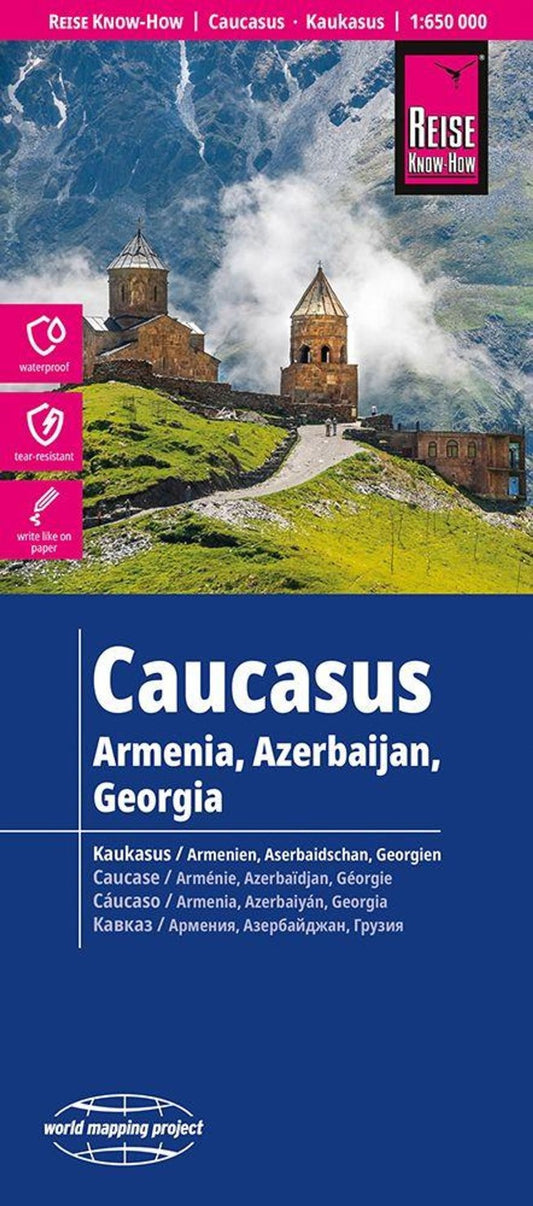Caucasus, Armenia, Azerbaijan, Georgia Travel Map