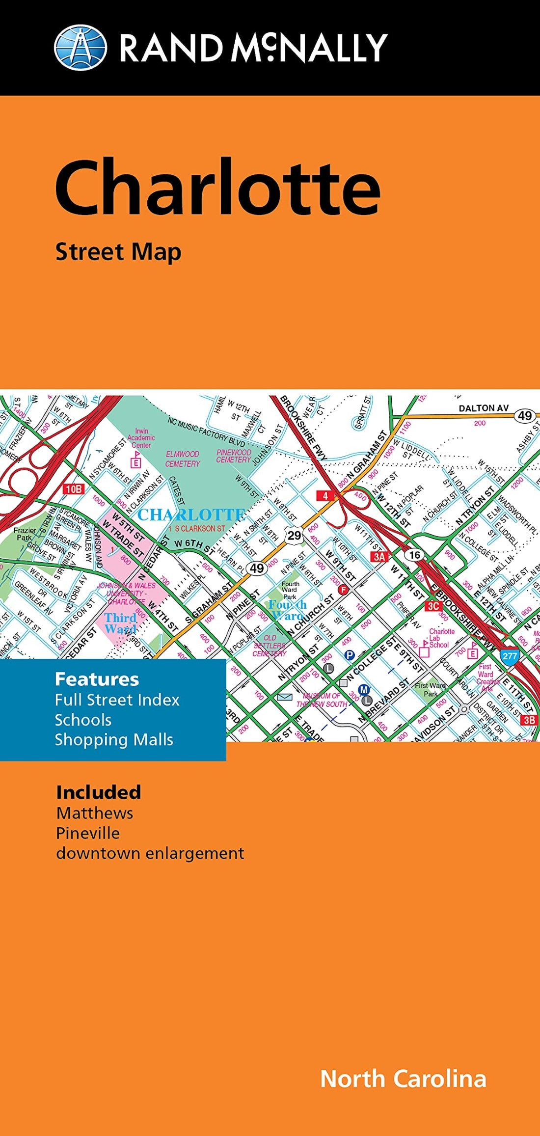 Charlotte, NC - Folded Street Map