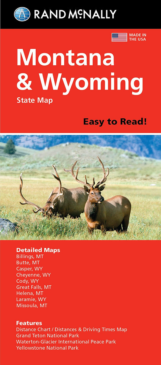 Montana & Wyoming Easy to Read Folded Map