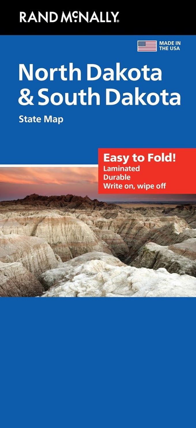 North and South Dakota, Easy to Fold Laminated Road Map