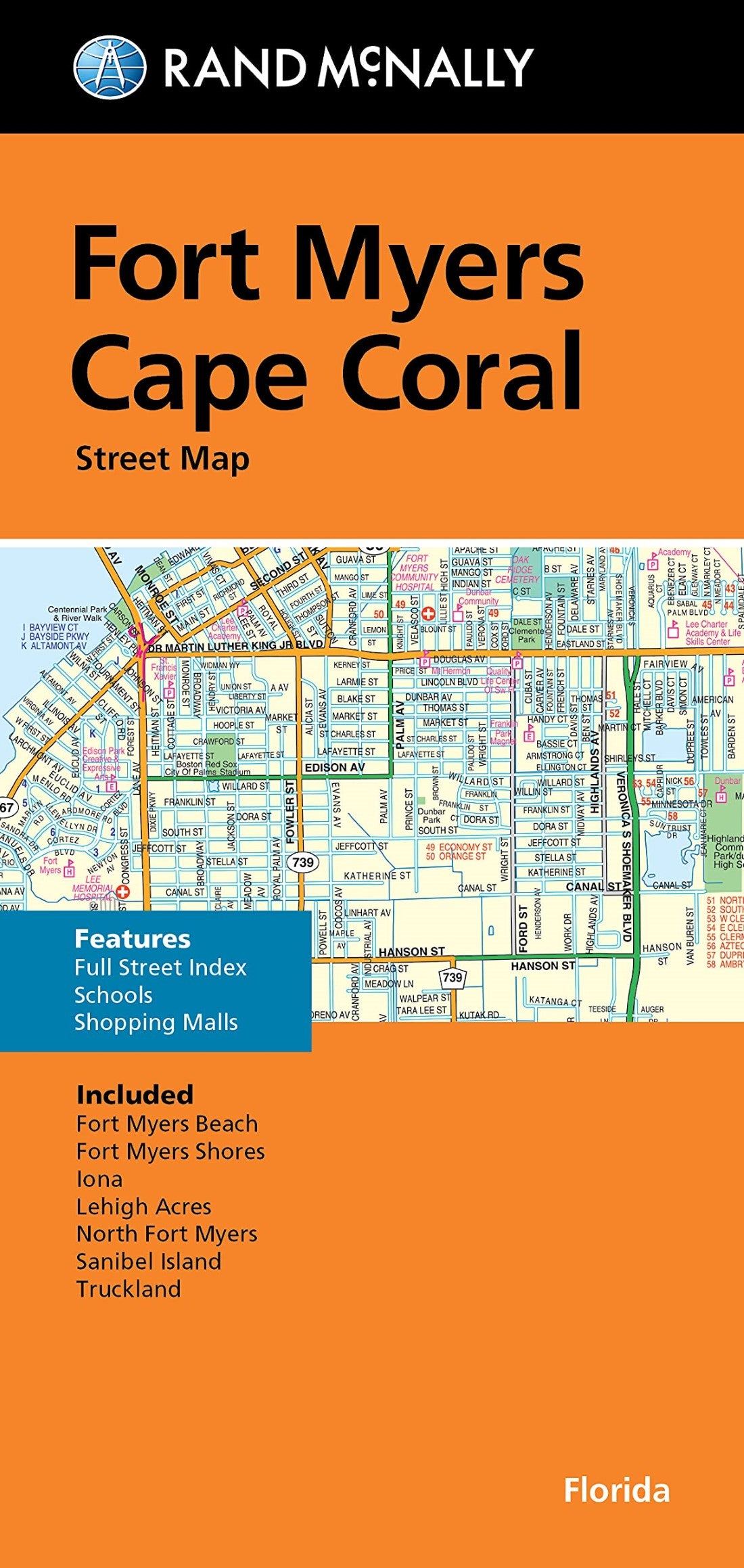 Fort Myers and Cape Coral, Folded Street Map