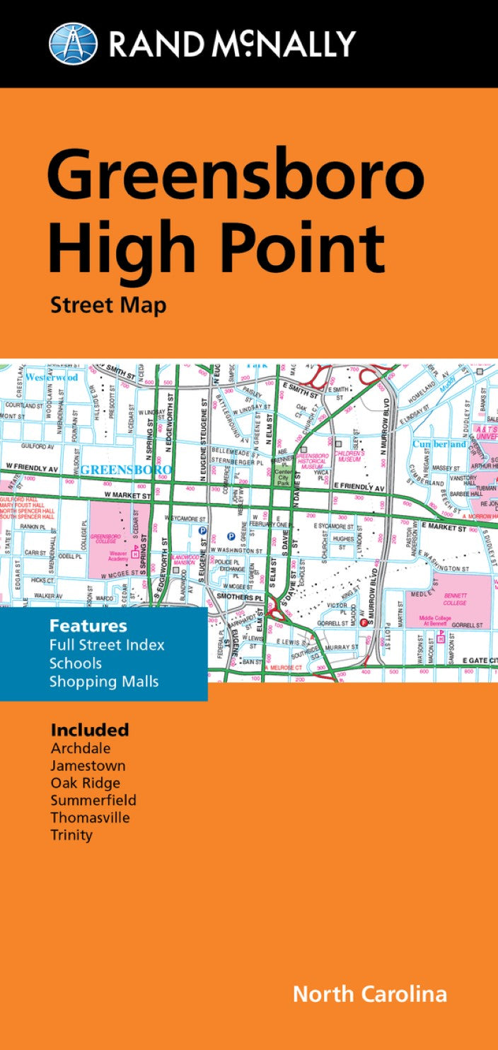 Greensboro and High Point, Folded Street Map