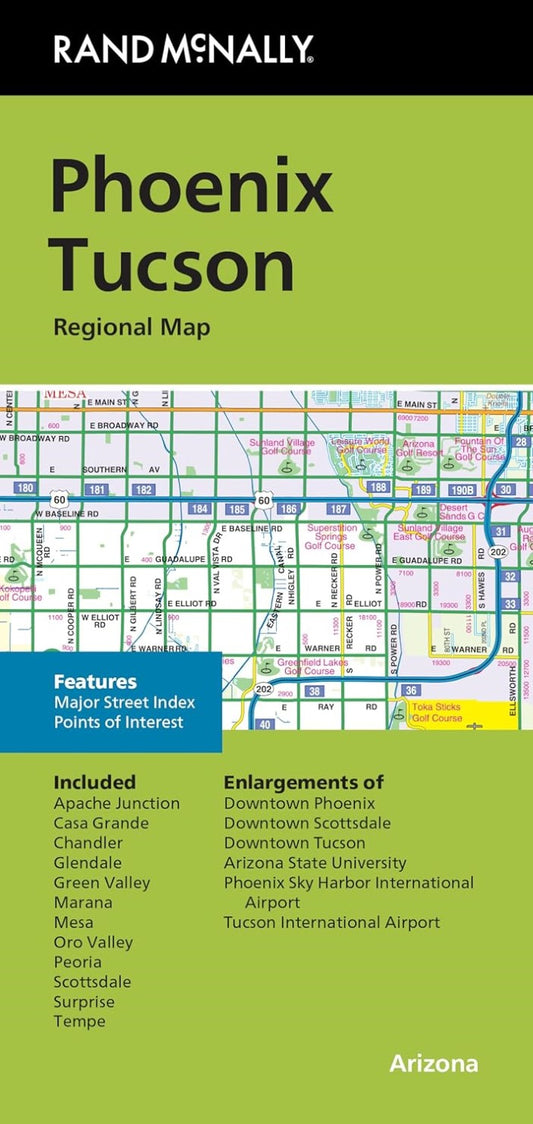 Phoenix and Tucson, Arizona Regional Road Map
