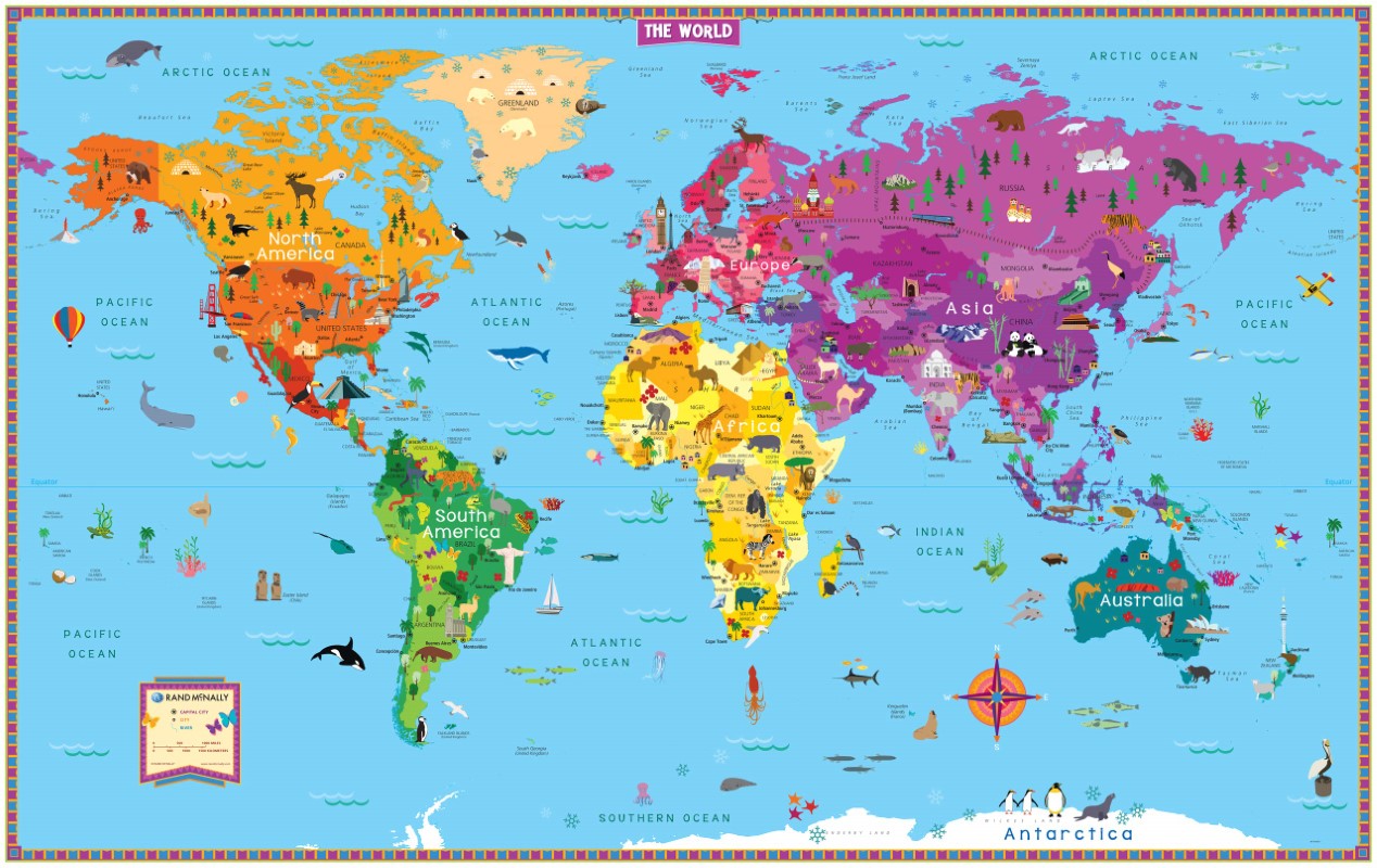 Illustrated World Wall Map, Folded