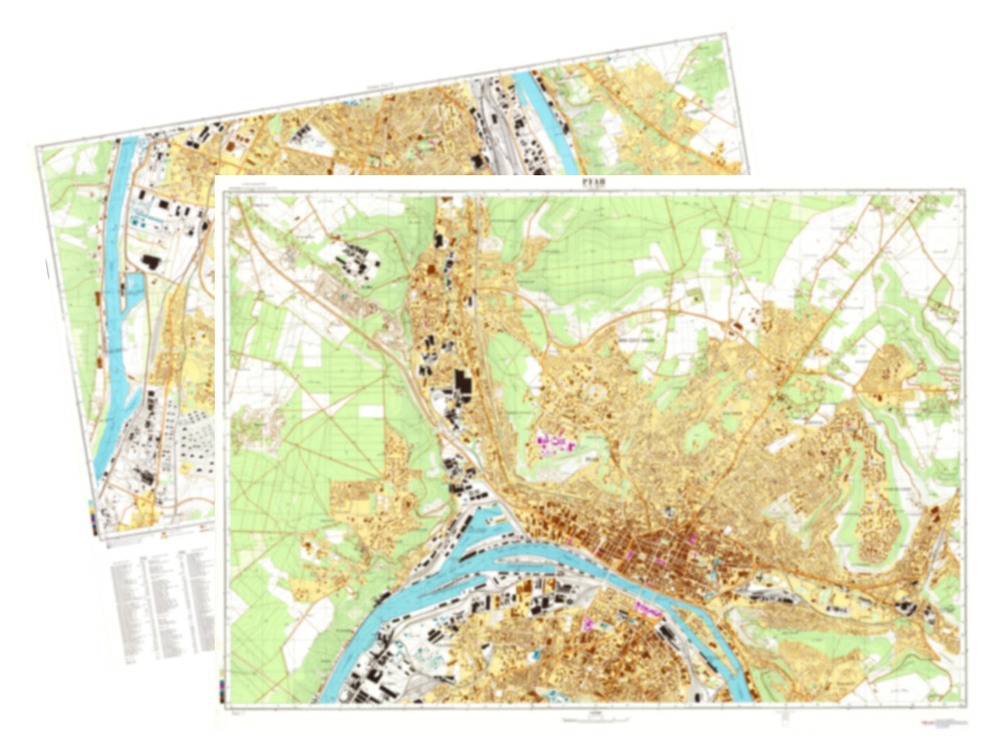 Rouen (France) 2-Sheet Set - Soviet Military City Plans
