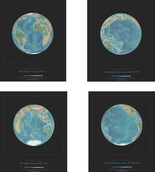 World's Oceans, 4 Maps, 20x24ea, Laminated