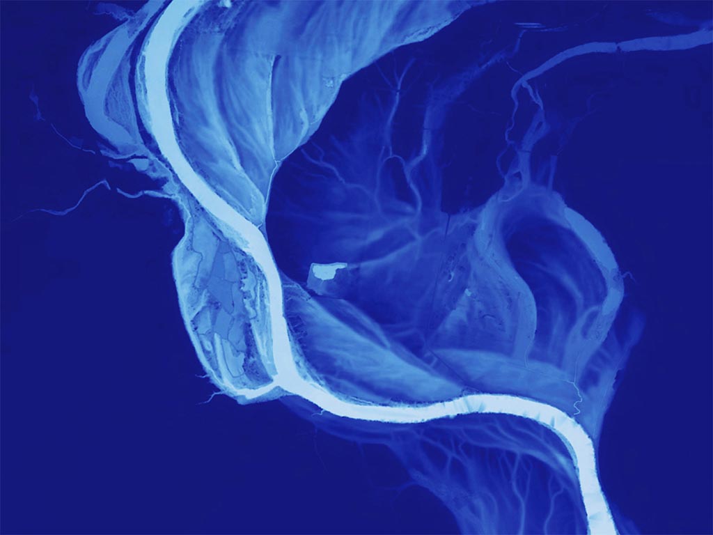 River Meanders Elevation Tints Fine Art Print Map