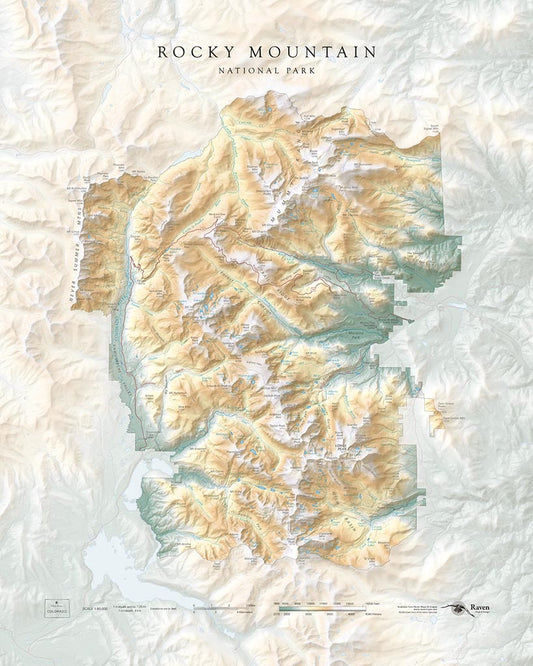 Rocky Mountain National Park Elevation Tints Fine Art Print Map