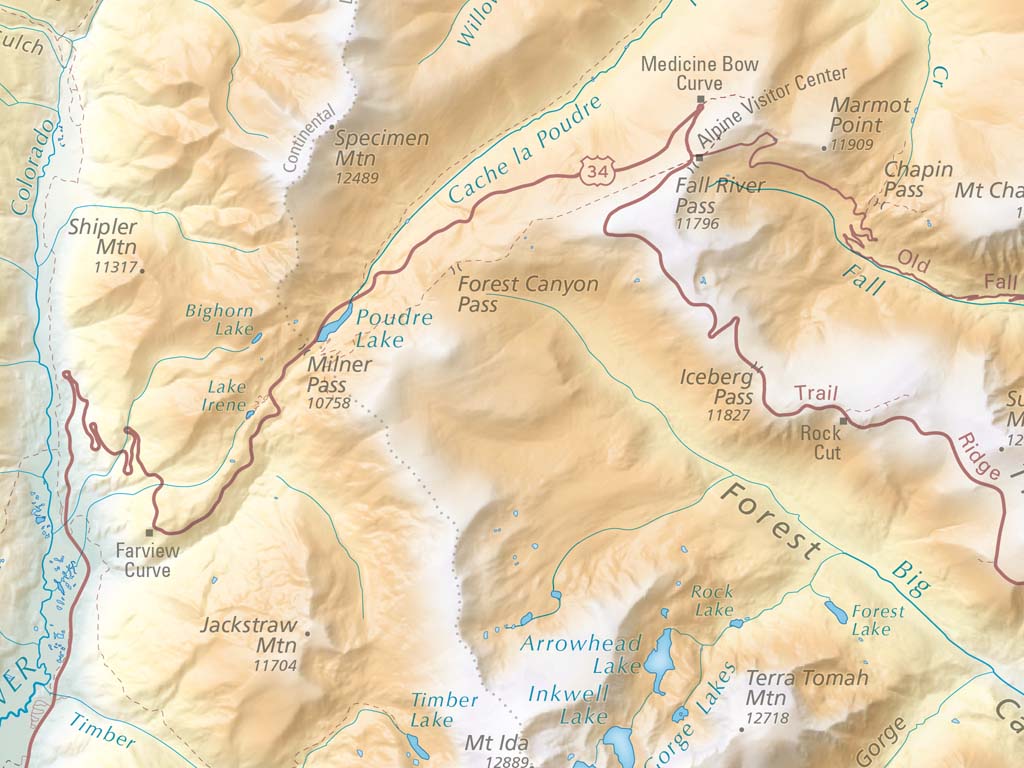 Rocky Mountain National Park Elevation Tints Fine Art Print Map