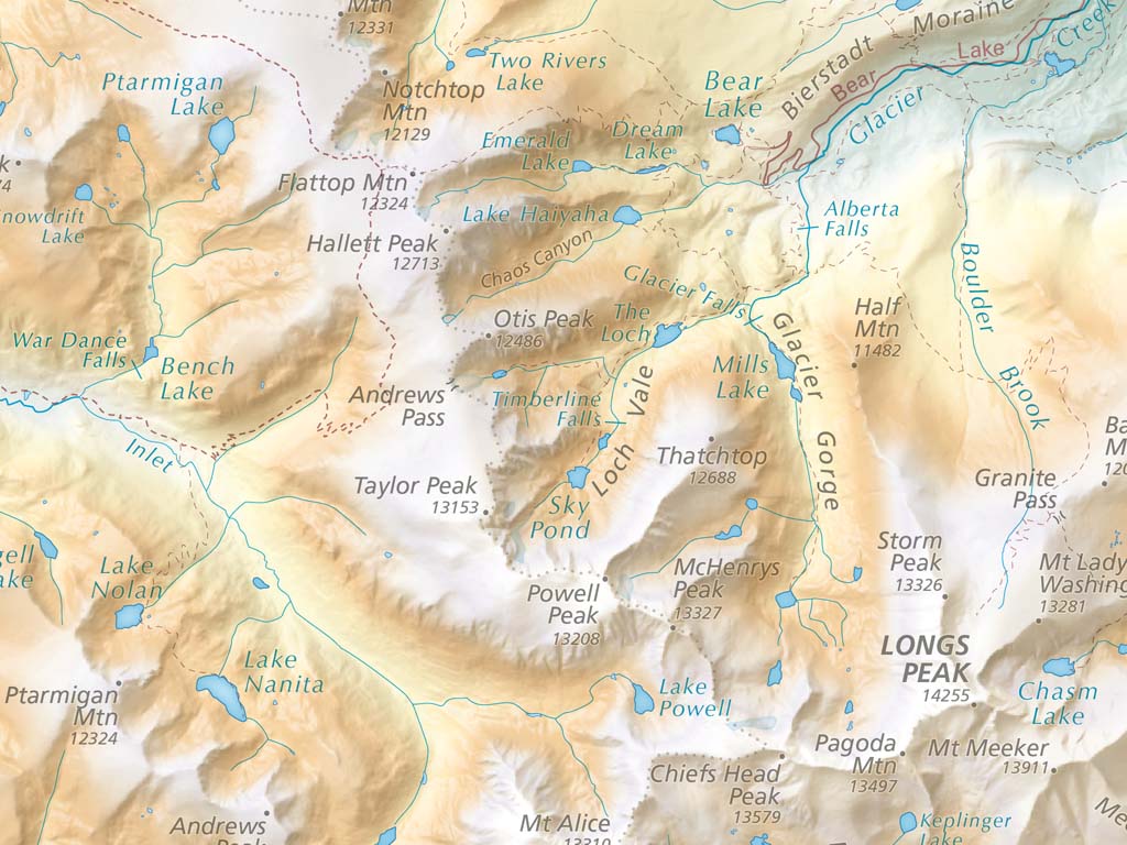 Rocky Mountain National Park Elevation Tints Fine Art Print Map