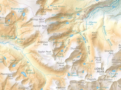 Rocky Mountain National Park Elevation Tints Fine Art Print Map