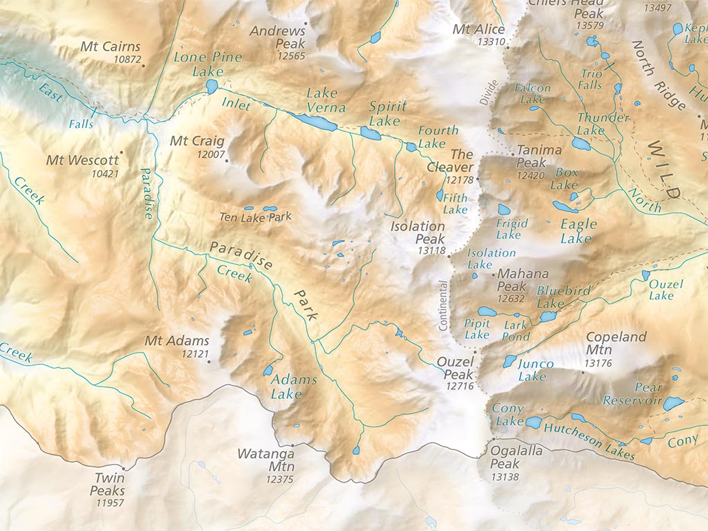Rocky Mountain National Park Elevation Tints Fine Art Print Map
