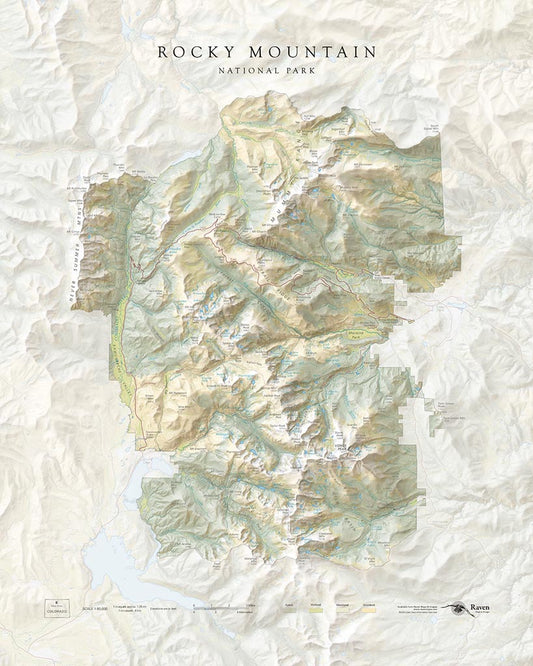 Rocky Mountain National Park Landscape Fine Art Print Map