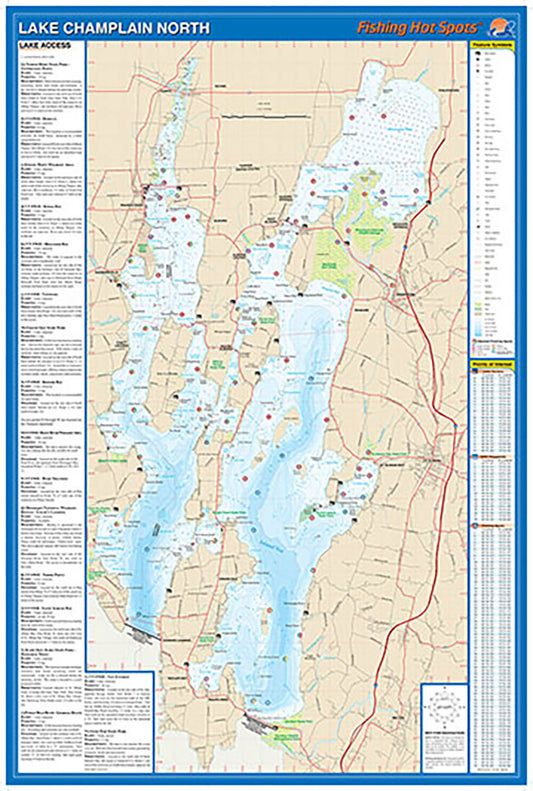 S456 - Lake Champlain North Fishing Wall Map (Quebec waters to South Hero)