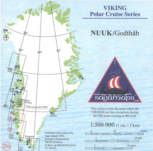 Nuuk, Viking Polar Cruise Series Map #2 1/2