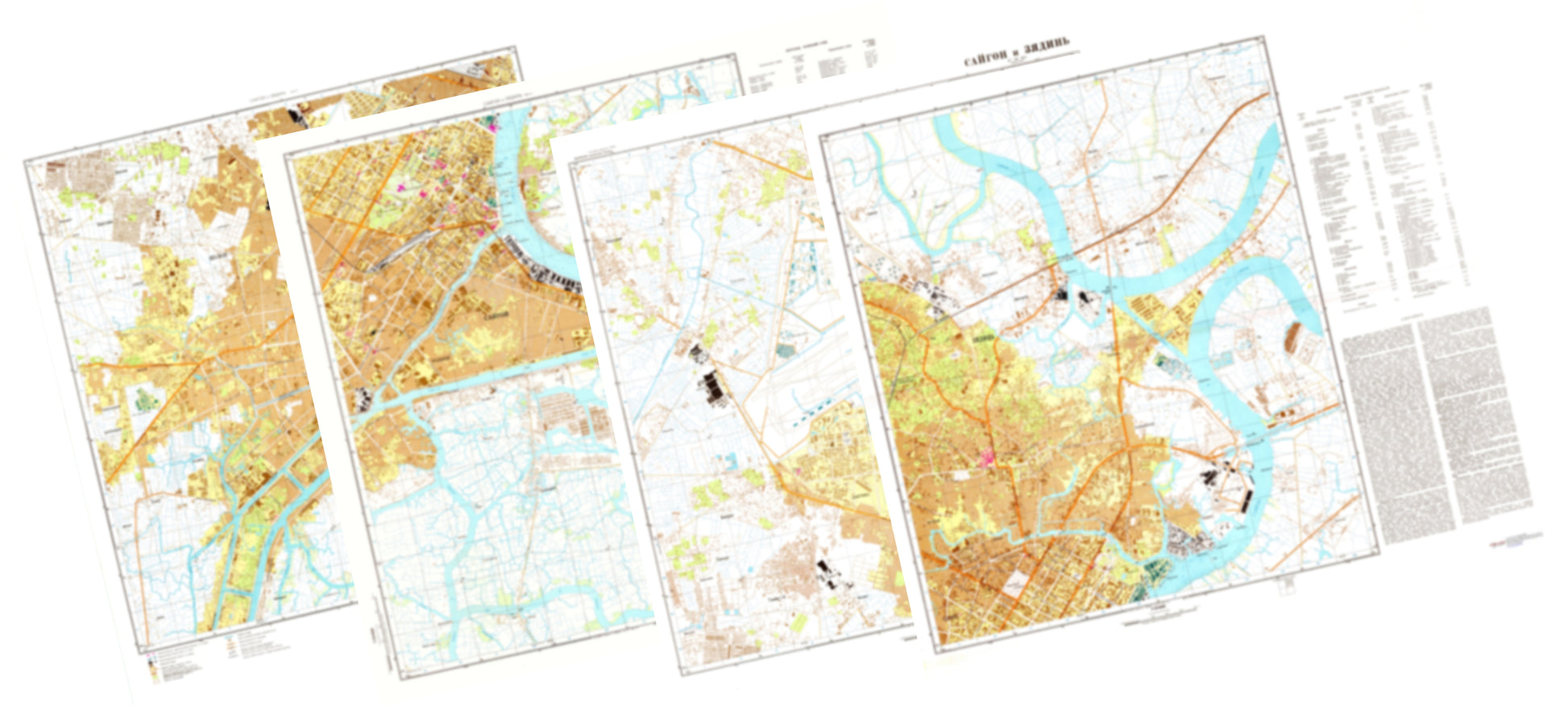 Ho Chi Minh / Saigon (Vietnam) 4-Sheet Map Set - Soviet Military City Plans