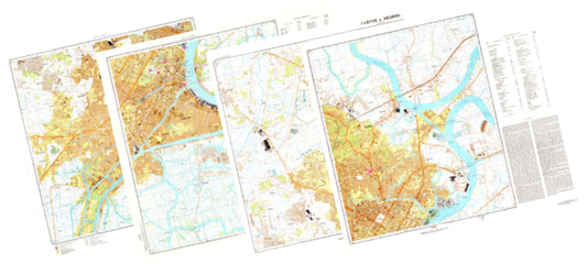 Ho Chi Minh / Saigon (Vietnam) 4-Sheet Map Set - Soviet Military City Plans