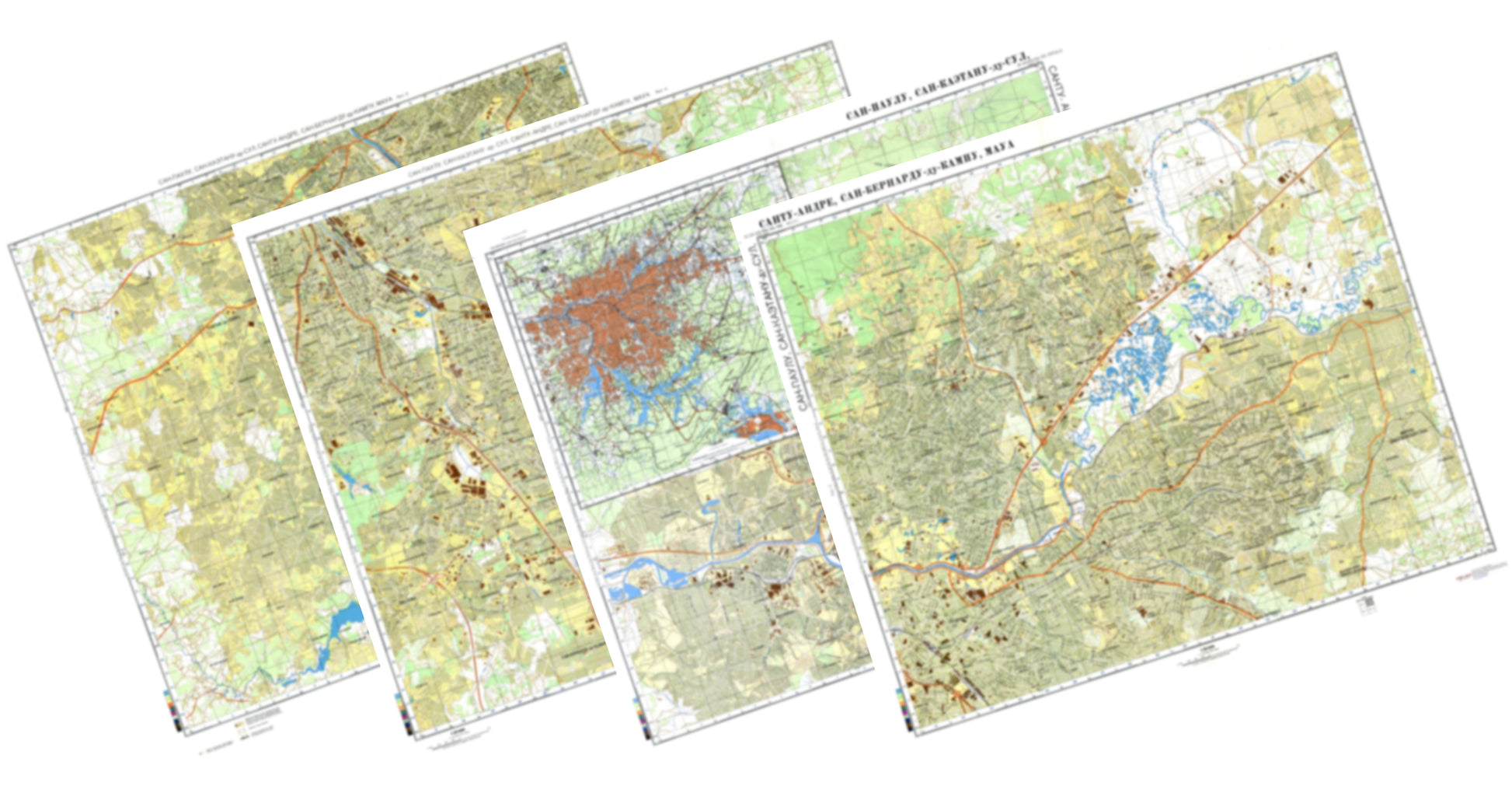 Sao Paulo (Brazil) 4-Sheet Map Set - Soviet Military City Plans